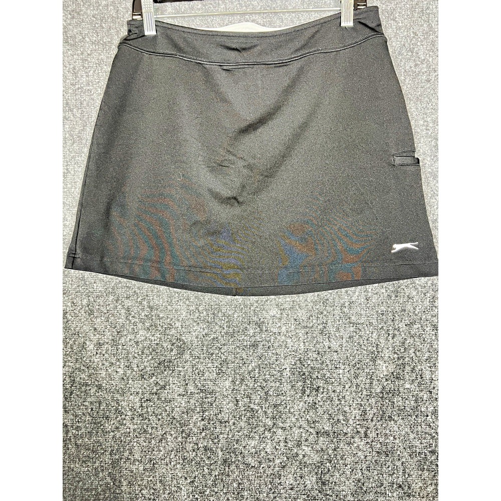 Slazenger Athletic Skort Womens M Black Pull On Elastic Waist Pockets Stretch